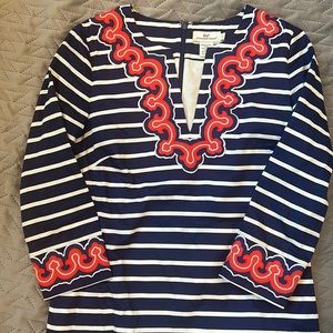 VINEYARD VINES  Dress with Striped Embroidery, Size 4.